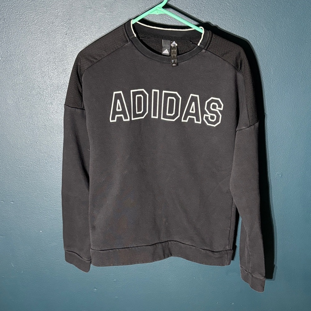 Adidas Men's Black Crewneck Sweater with Bold Logo